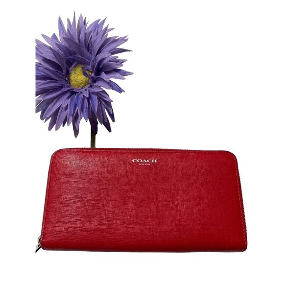 Coach Handbags - Coach Red Leather Zip Around Wallet
